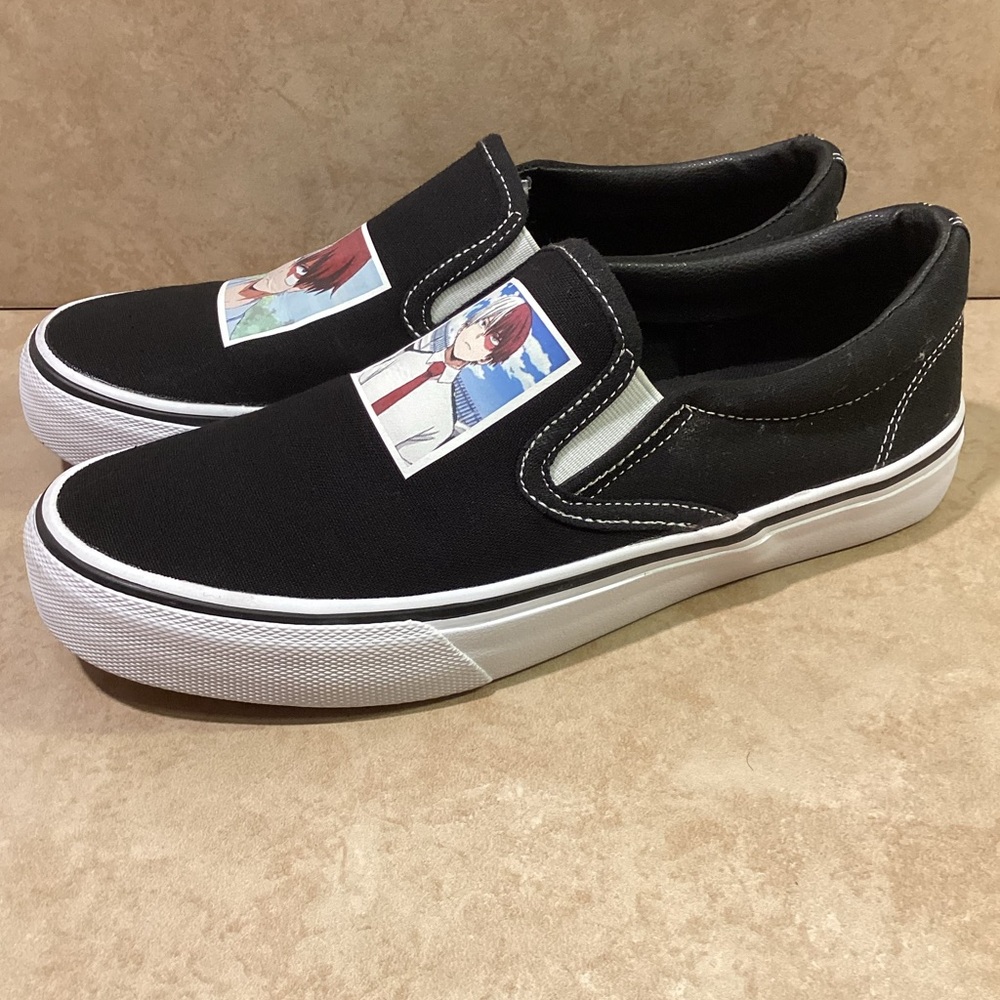 No Boundaries Black Canvas Memory Foam Slip Ons Custom Todoroki Women